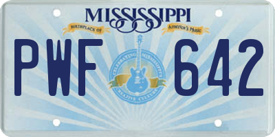 MS license plate PWF642