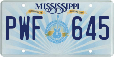 MS license plate PWF645