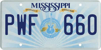 MS license plate PWF660