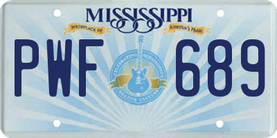 MS license plate PWF689