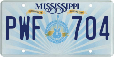 MS license plate PWF704