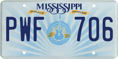 MS license plate PWF706