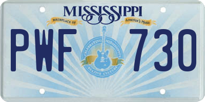 MS license plate PWF730