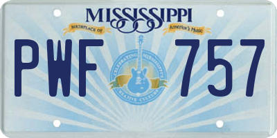 MS license plate PWF757
