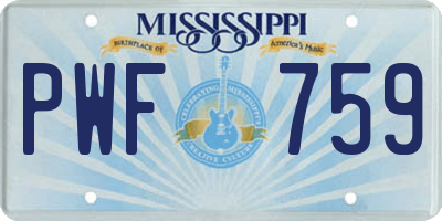 MS license plate PWF759