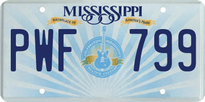 MS license plate PWF799