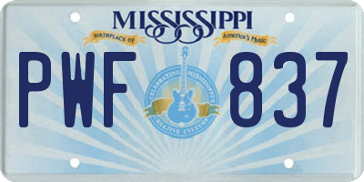 MS license plate PWF837