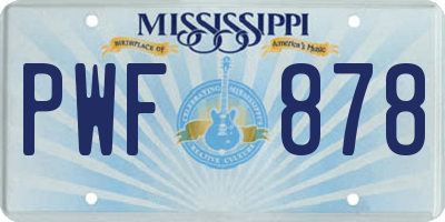 MS license plate PWF878
