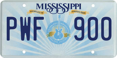 MS license plate PWF900