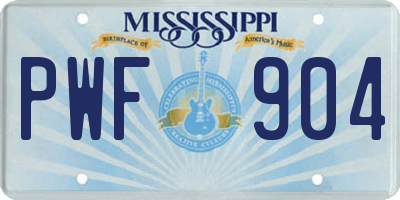MS license plate PWF904