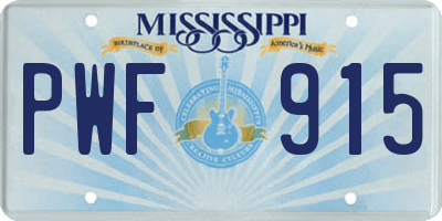 MS license plate PWF915