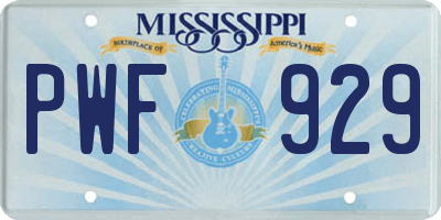 MS license plate PWF929