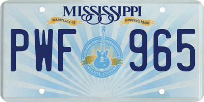 MS license plate PWF965