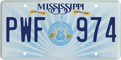 MS license plate PWF974