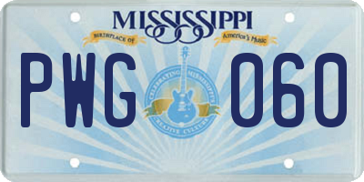 MS license plate PWG060