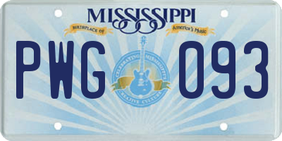 MS license plate PWG093