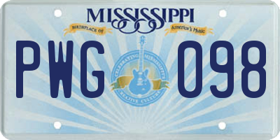 MS license plate PWG098