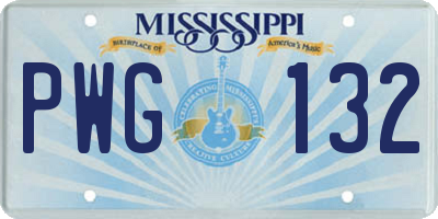 MS license plate PWG132