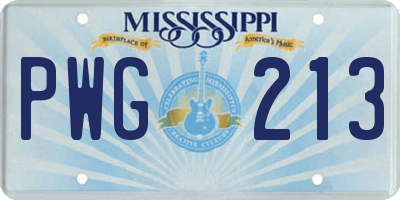 MS license plate PWG213