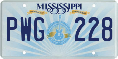 MS license plate PWG228