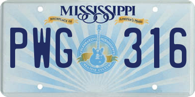 MS license plate PWG316
