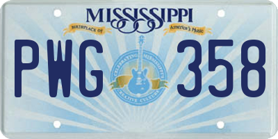 MS license plate PWG358