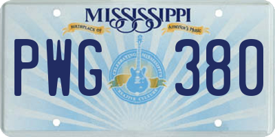MS license plate PWG380