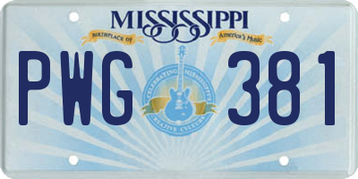 MS license plate PWG381