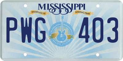 MS license plate PWG403