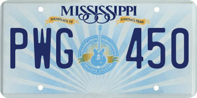 MS license plate PWG450