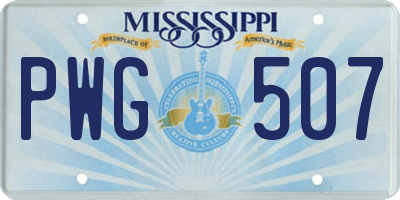 MS license plate PWG507