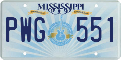 MS license plate PWG551