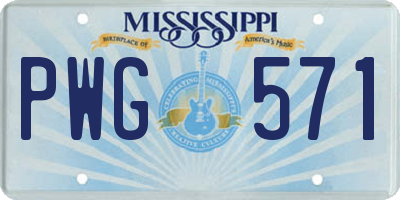 MS license plate PWG571