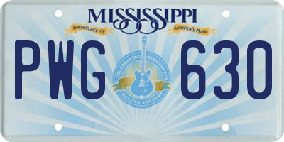 MS license plate PWG630