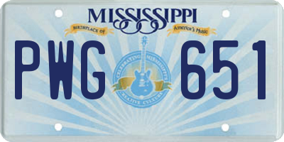 MS license plate PWG651