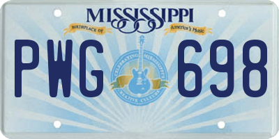 MS license plate PWG698