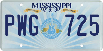 MS license plate PWG725