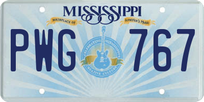 MS license plate PWG767