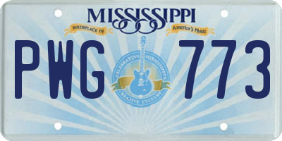 MS license plate PWG773