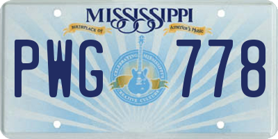 MS license plate PWG778
