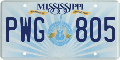 MS license plate PWG805