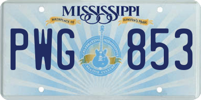 MS license plate PWG853