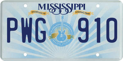 MS license plate PWG910