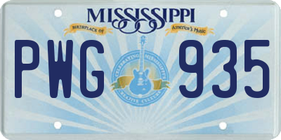 MS license plate PWG935