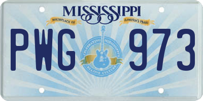 MS license plate PWG973