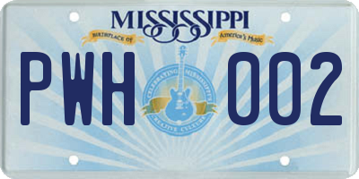 MS license plate PWH002