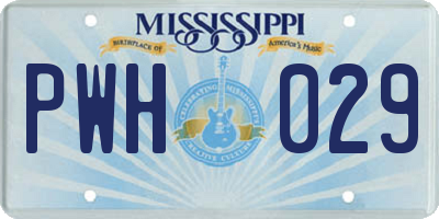 MS license plate PWH029