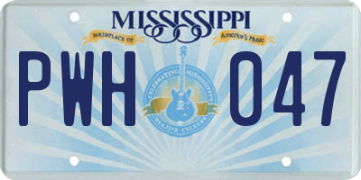MS license plate PWH047