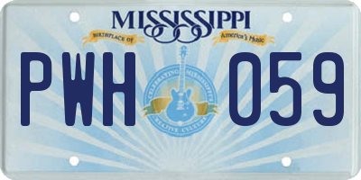 MS license plate PWH059
