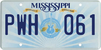 MS license plate PWH061